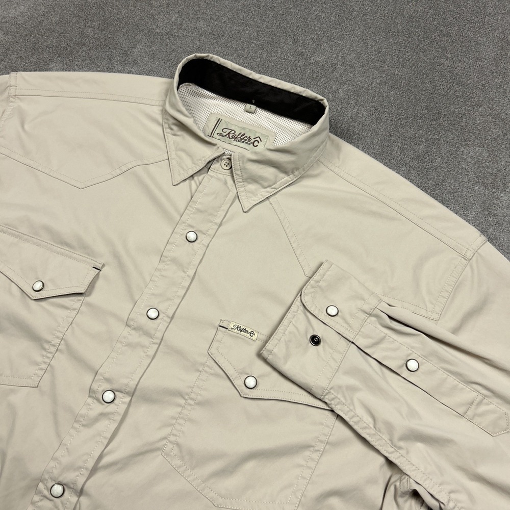 Rafter C Shirt Men Large Vented Performance Western Pearl Snap Long Sleeve Nylon